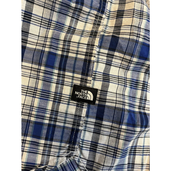 The North Face Shirt Mens Small Blue White Plaid Button Up Short Sleeve Casual - Picture 7 of 9